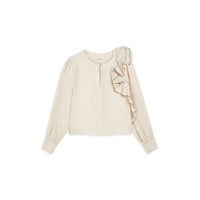 Linen-Blend Top with Ruffles