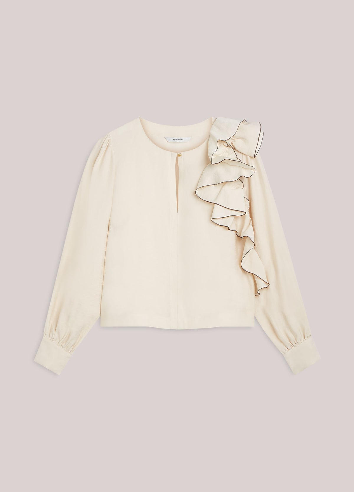 Linen-Blend Top with Ruffles