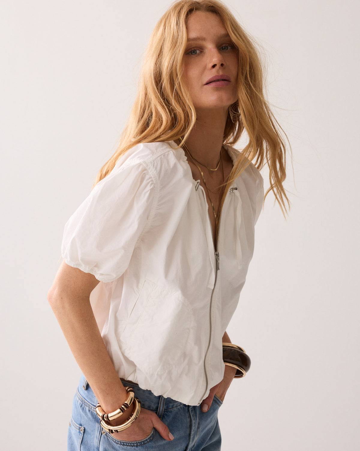 Canvas Blouse with Zip