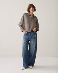 Blouse Boxy Two Tone Stripe Small
