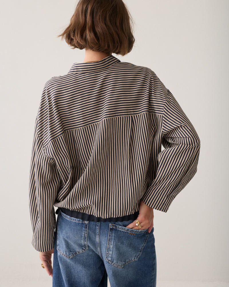 Blouse Boxy Two Tone Stripe Small
