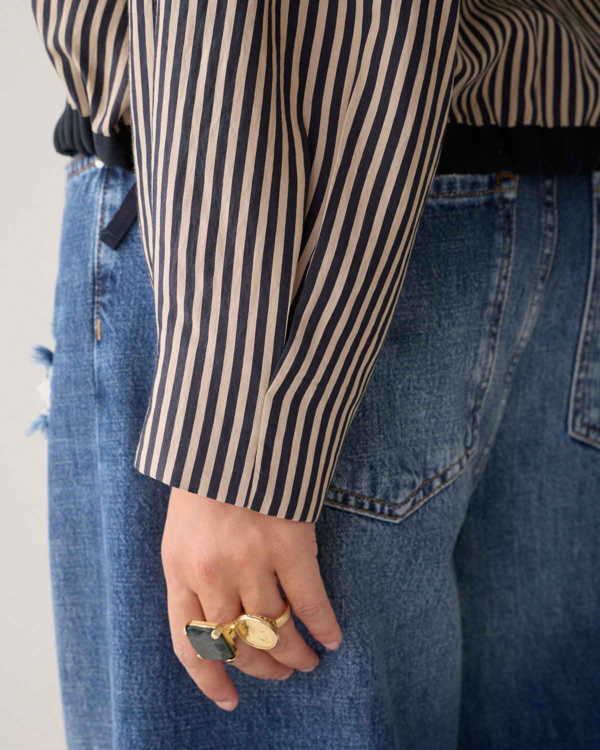 Blouse Boxy Two Tone Stripe Small