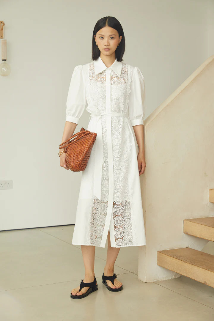 Lenka Embroidered White Shirt Dress
