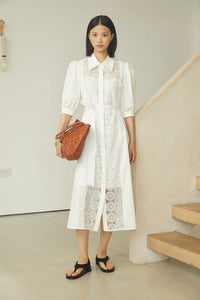 Lenka Embroidered White Shirt Dress