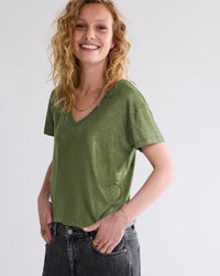 Shiny V-neck Top