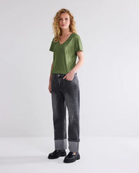 Shiny V-neck Top