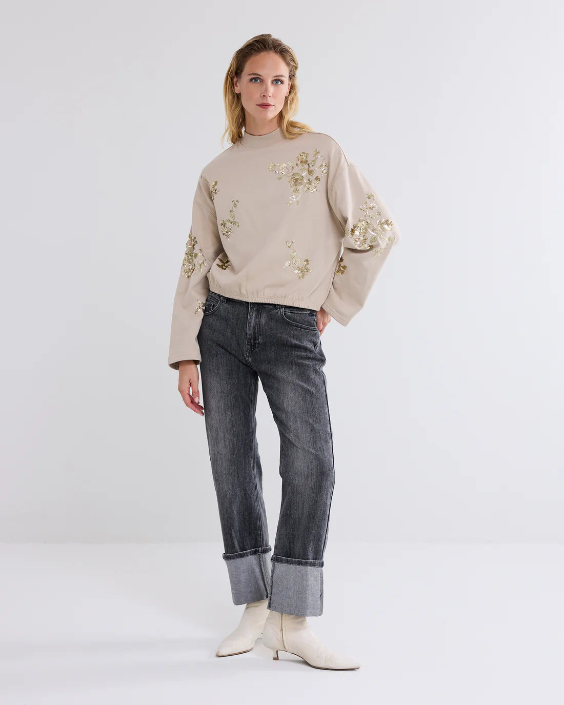 Cropped Jumper with Sequins