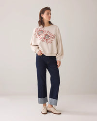 Sweatshirt with Floral Artwork