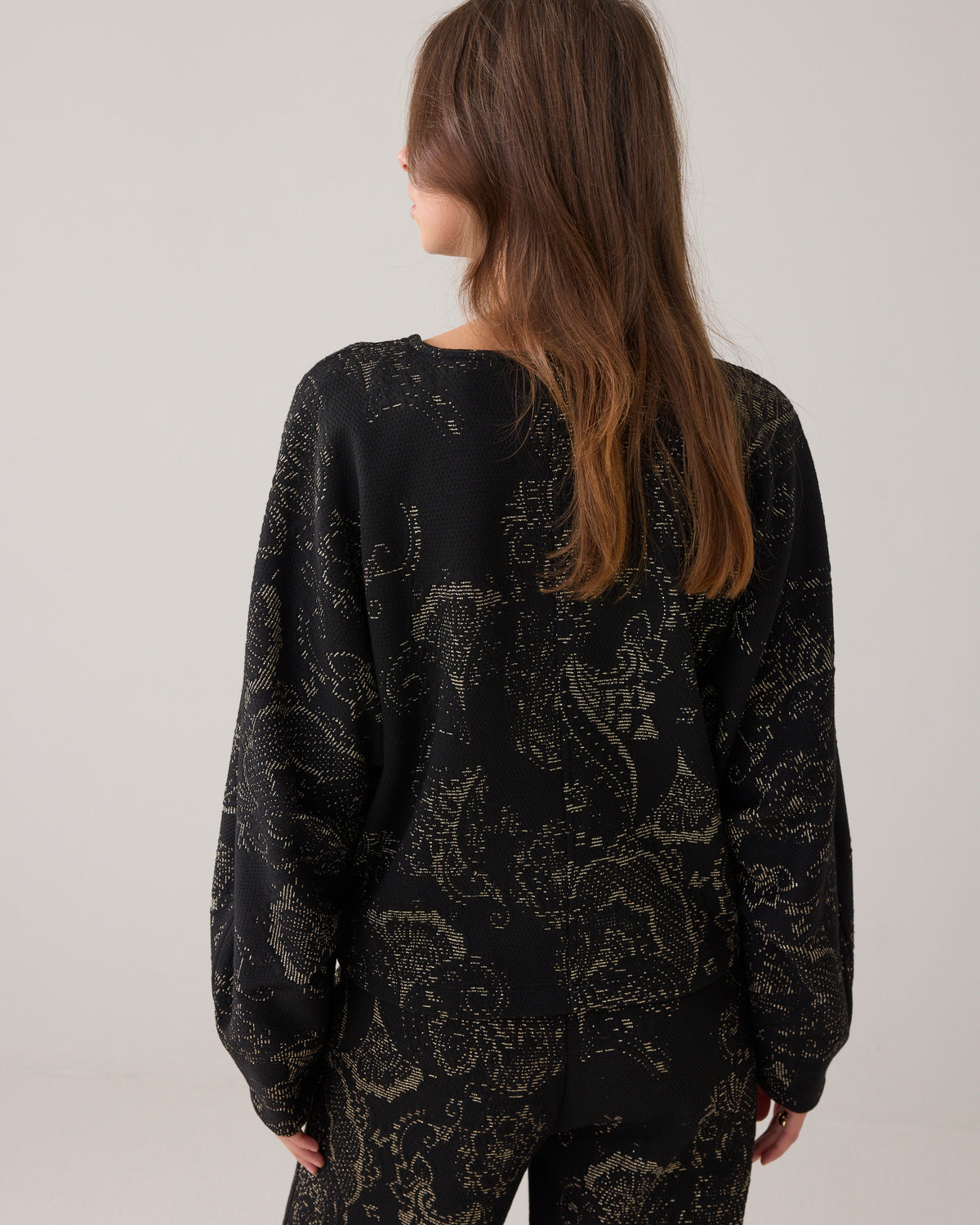 Black & Gold Jacquard Blouse