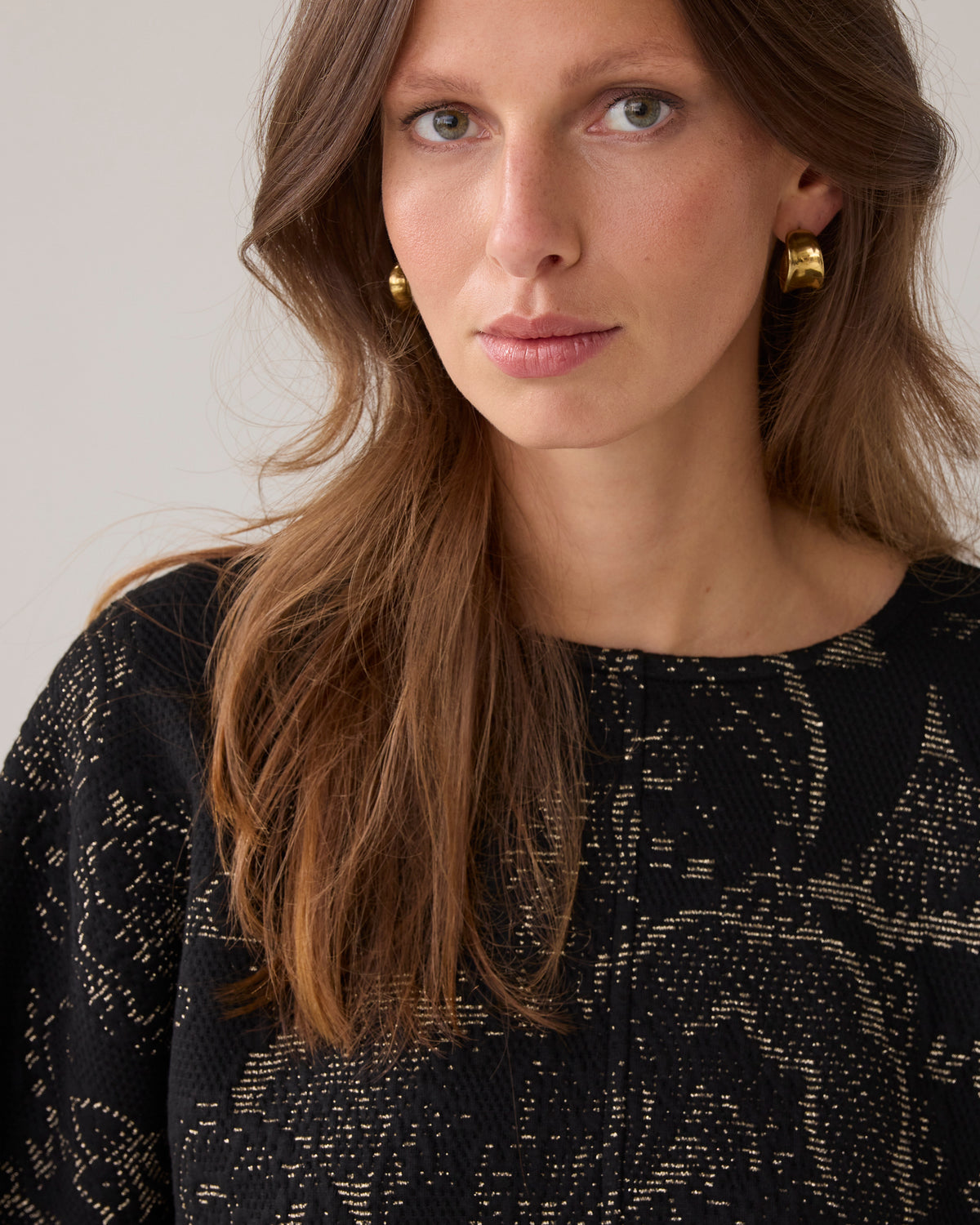 Black & Gold Jacquard Blouse