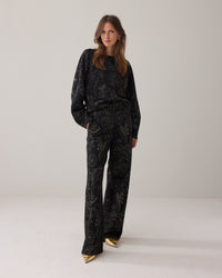 Black & Gold Jacquard Blouse