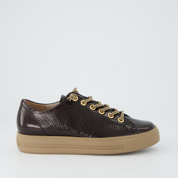 Patent Sneaker with Gold Eyelets