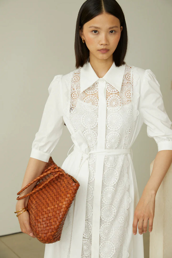 Lenka Embroidered White Shirt Dress