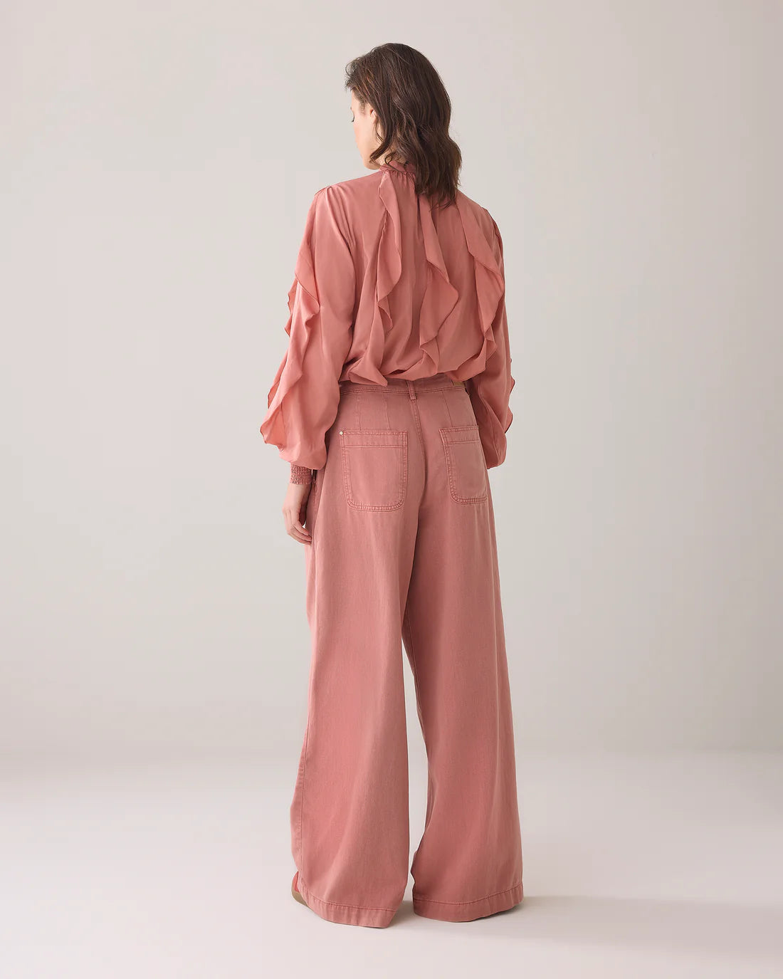 Wide-leg Trousers in Lyocell Blend