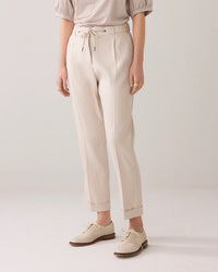 Trousers in Linen-Blend with Turn-ups
