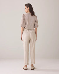Trousers in Linen-Blend with Turn-ups