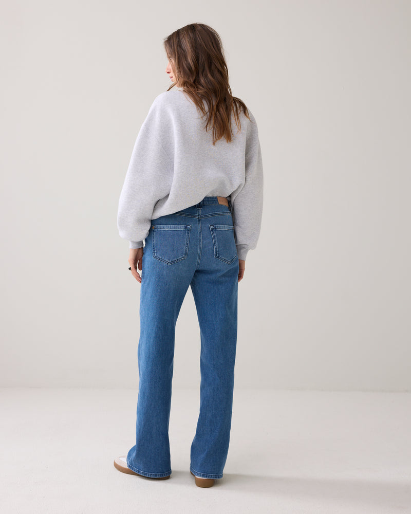 Stonewash wide-leg denim