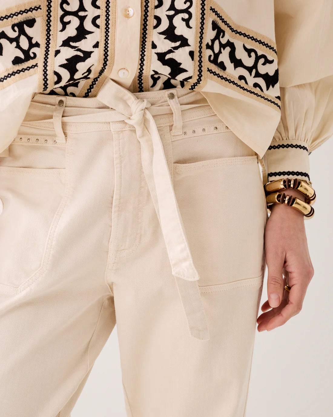 Tapered Trousers with Belt