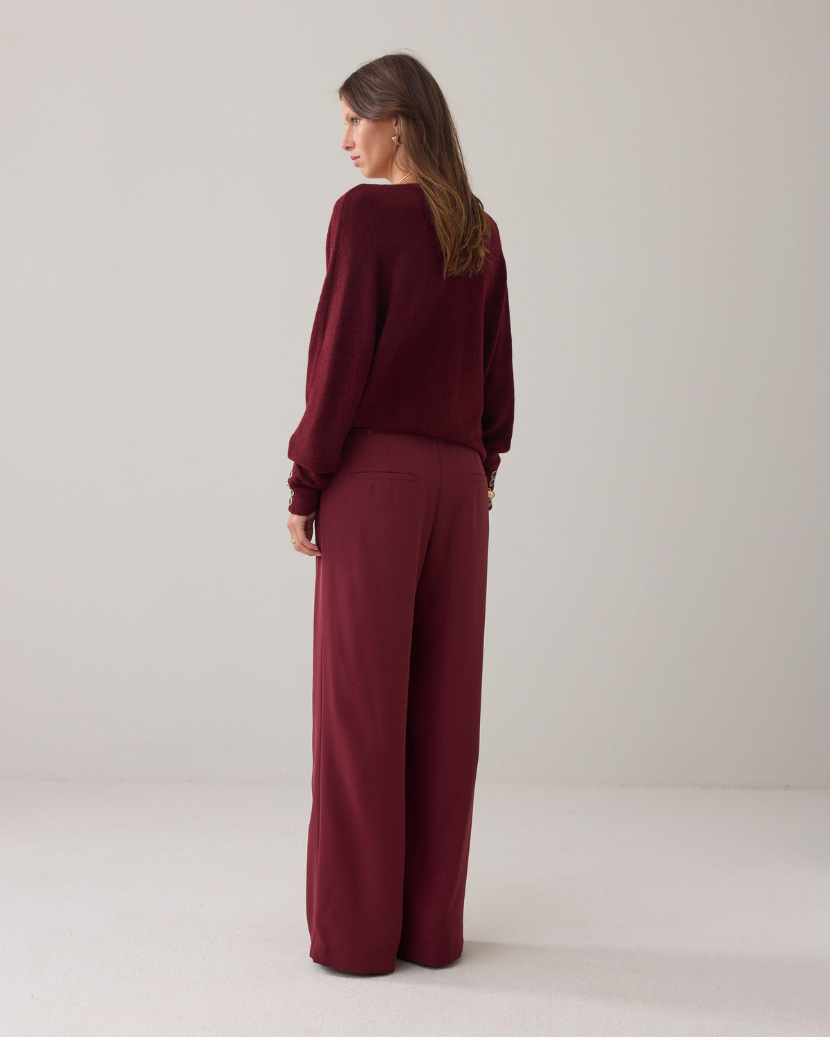 Wrap-Detail Wide Leg Trousers