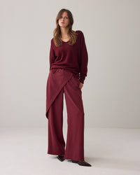 Wrap-Detail Wide Leg Trousers