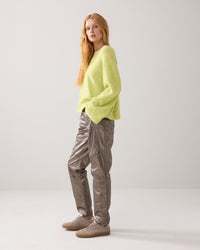 Mid-waist Trousers with Foil Print