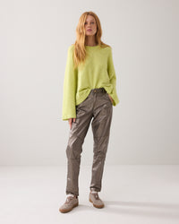 Mid-waist Trousers with Foil Print