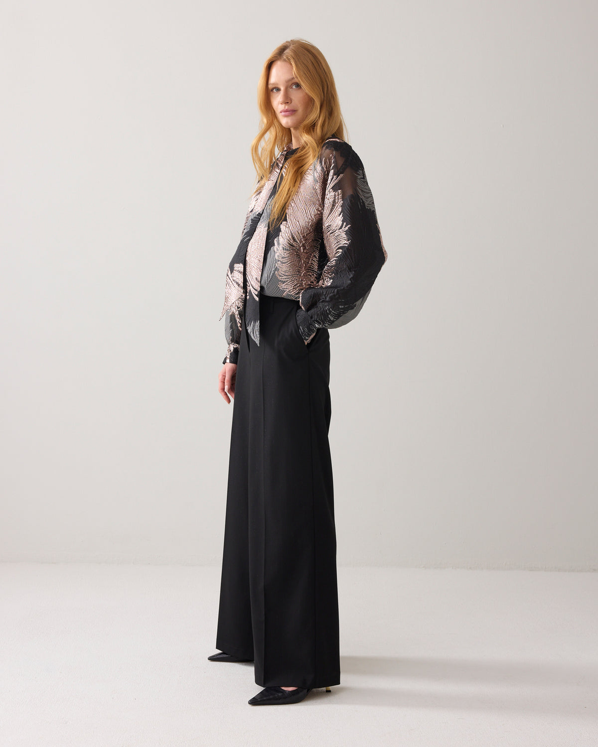 Wide-leg Pinstripe Pants