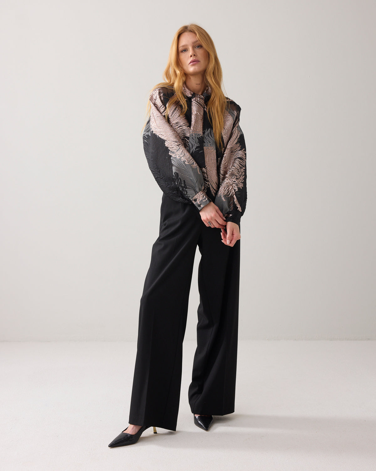 Wide-leg Pinstripe Pants