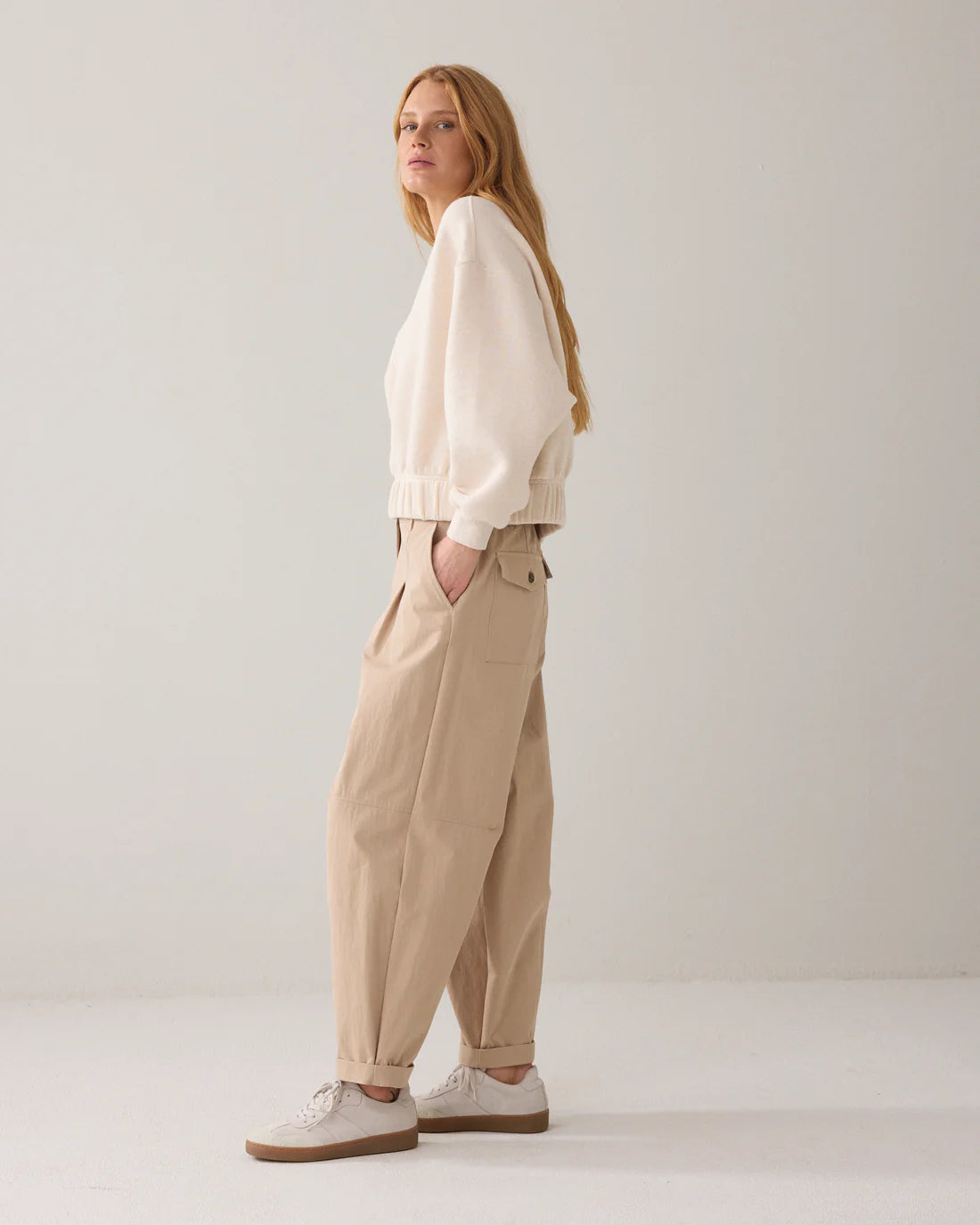 Cocoon-fit Cotton-bBend Trousers