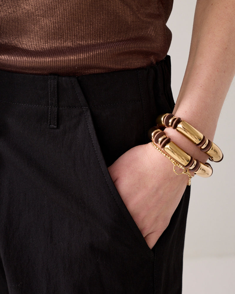 Shiny Straight-Leg Trousers