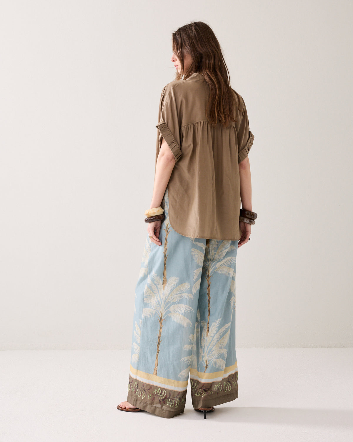 Trousers Palmtree Print Single Border