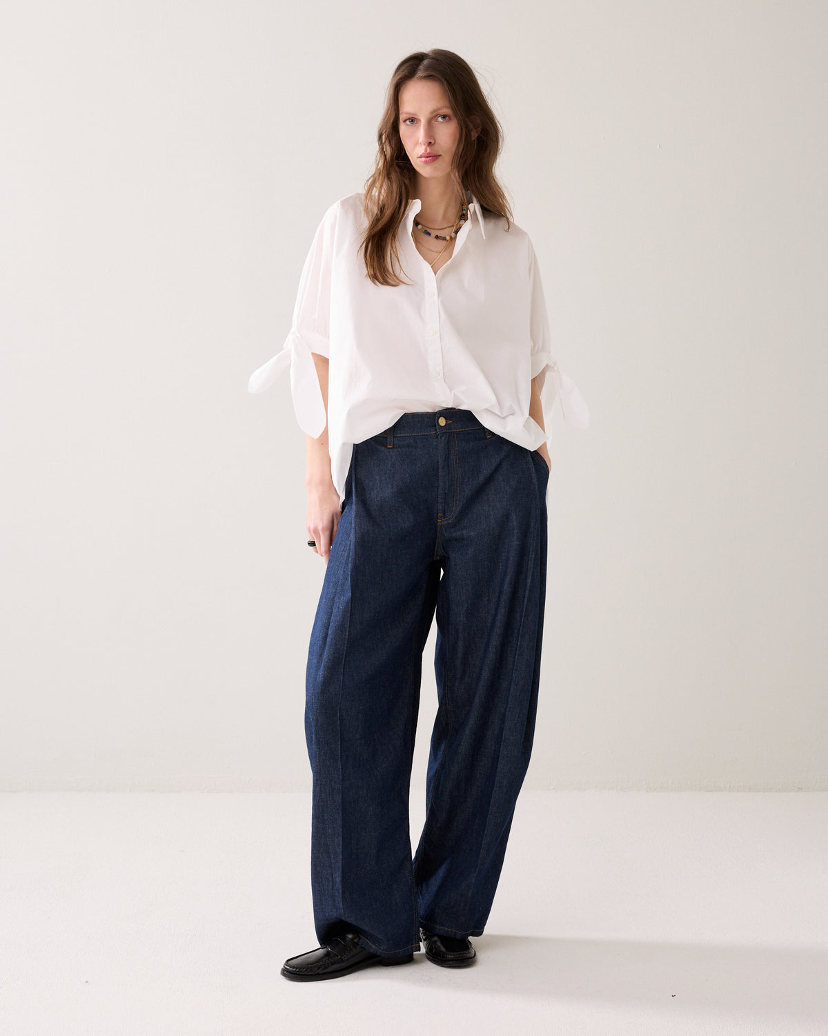 Balloon Shape Leg Jeans Light Weight Cotton