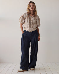 Balloon Shape Leg Jeans Light Weight Cotton
