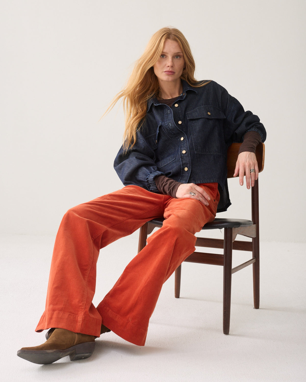 Flare Pant Light Babycord - Goji berry