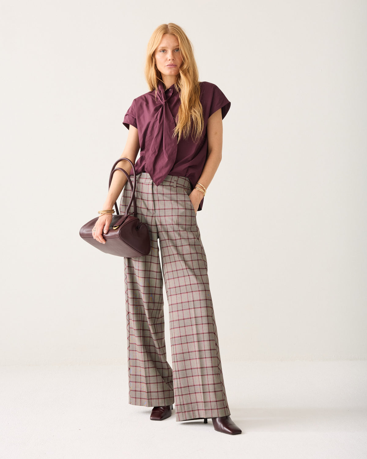Summum Trousers Check burgundy