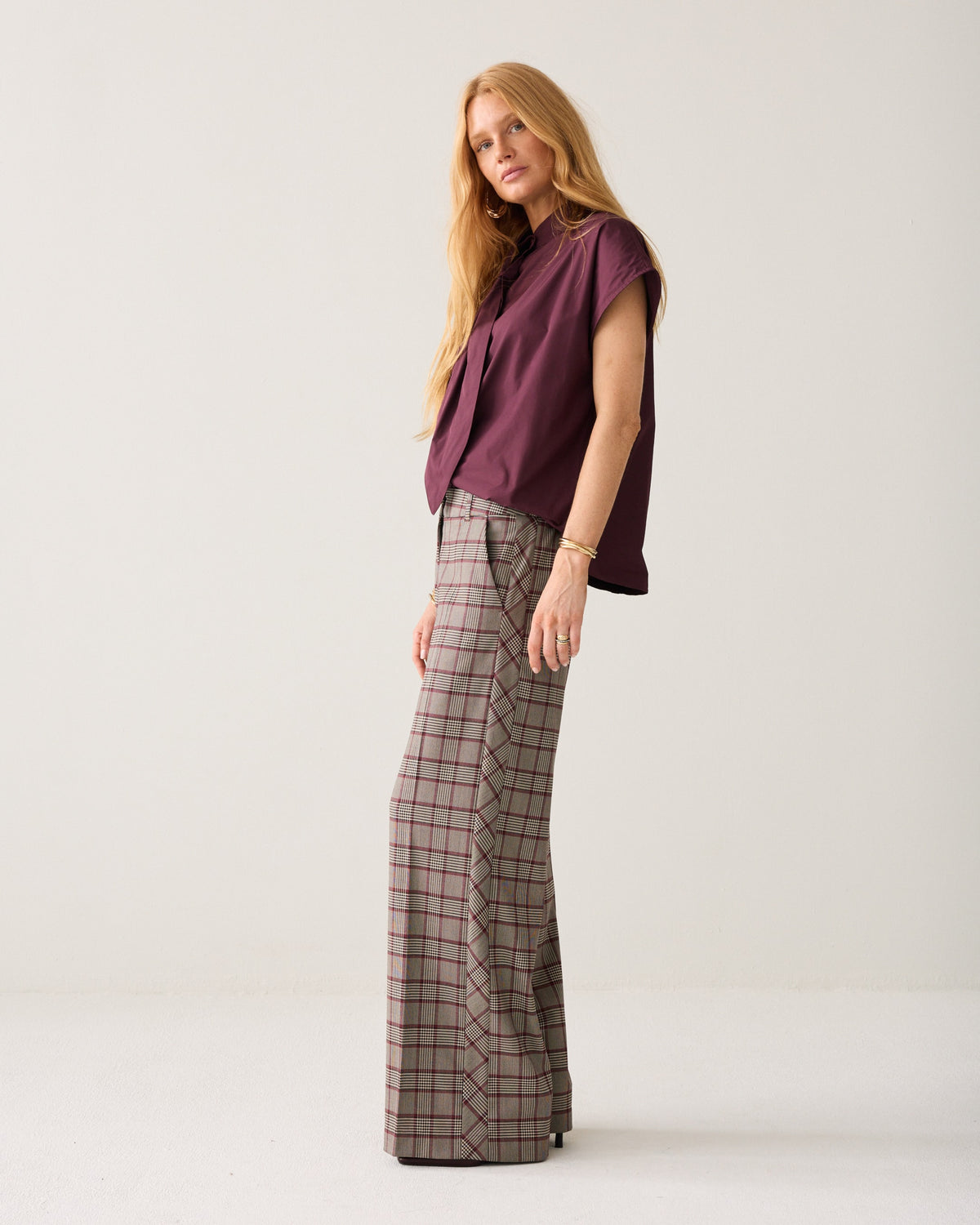 Summum Trousers Check burgundy