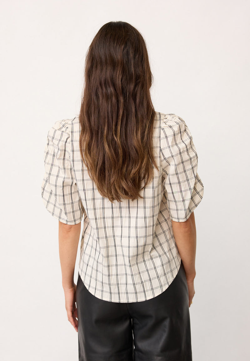 Co'Couture BisoCC Check SS V-Blouse