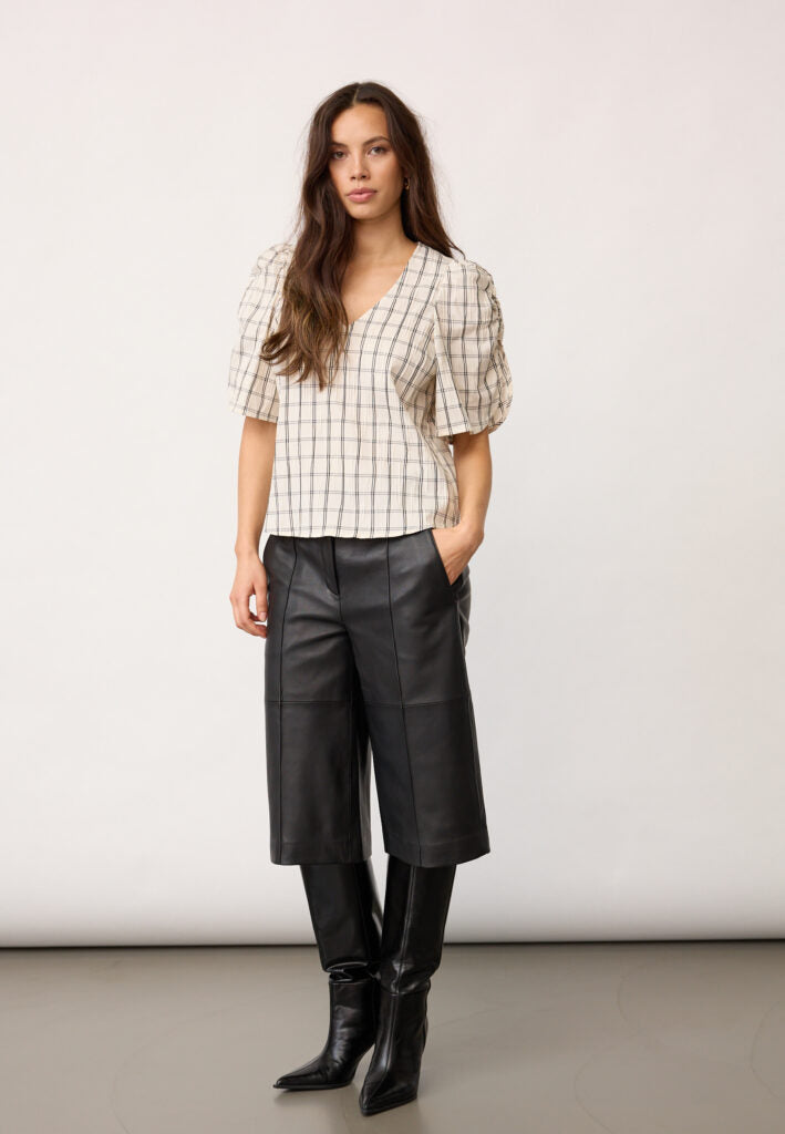Co'Couture BisoCC Check SS V-Blouse