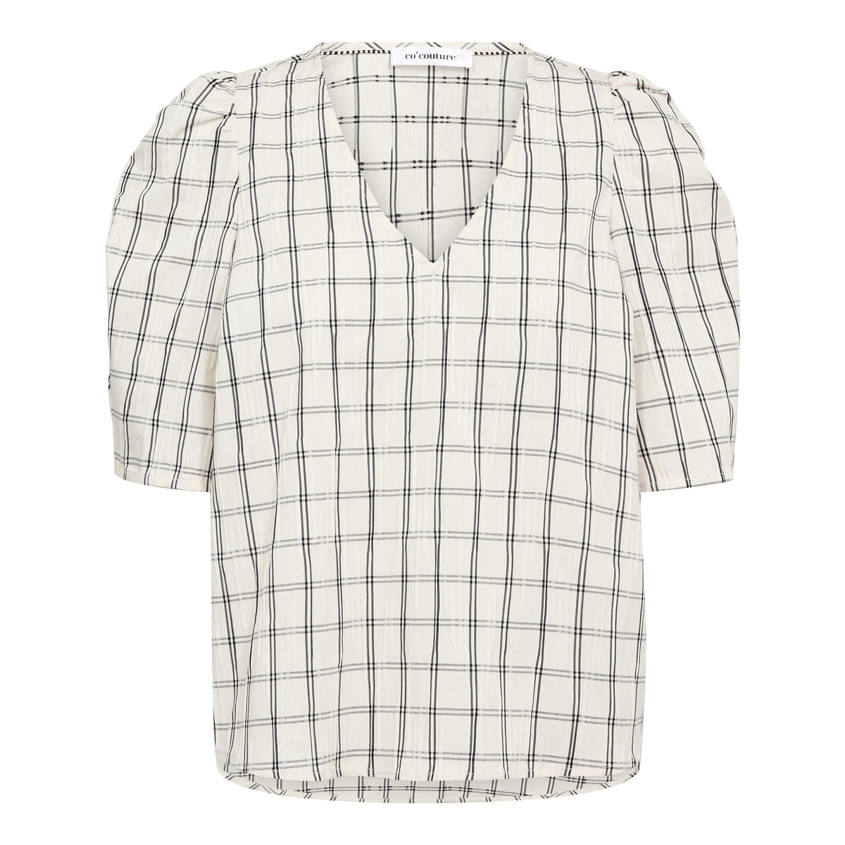 Co'Couture BisoCC Check SS V-Blouse