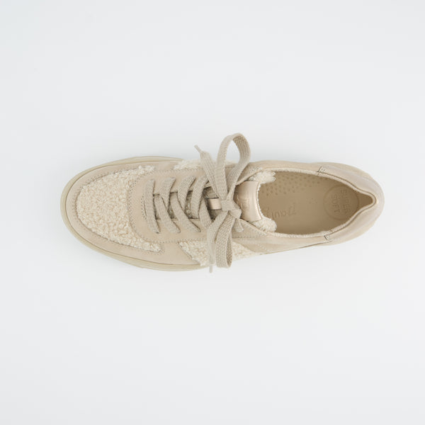 Super Soft Sneaker – Beige Bouclé & Suede