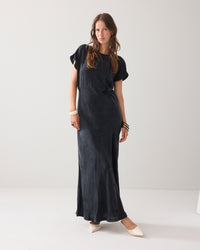 Long Dress in Cupro Fabric