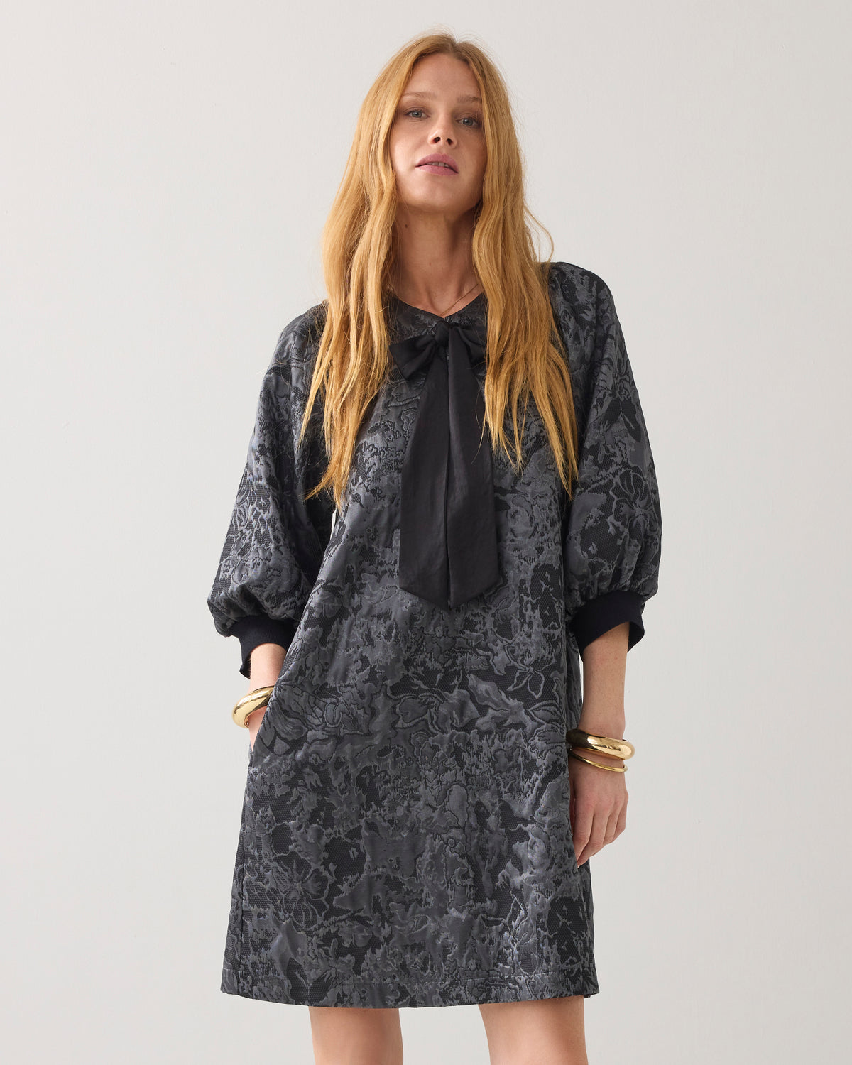 Jacquard Bow Detail Dress