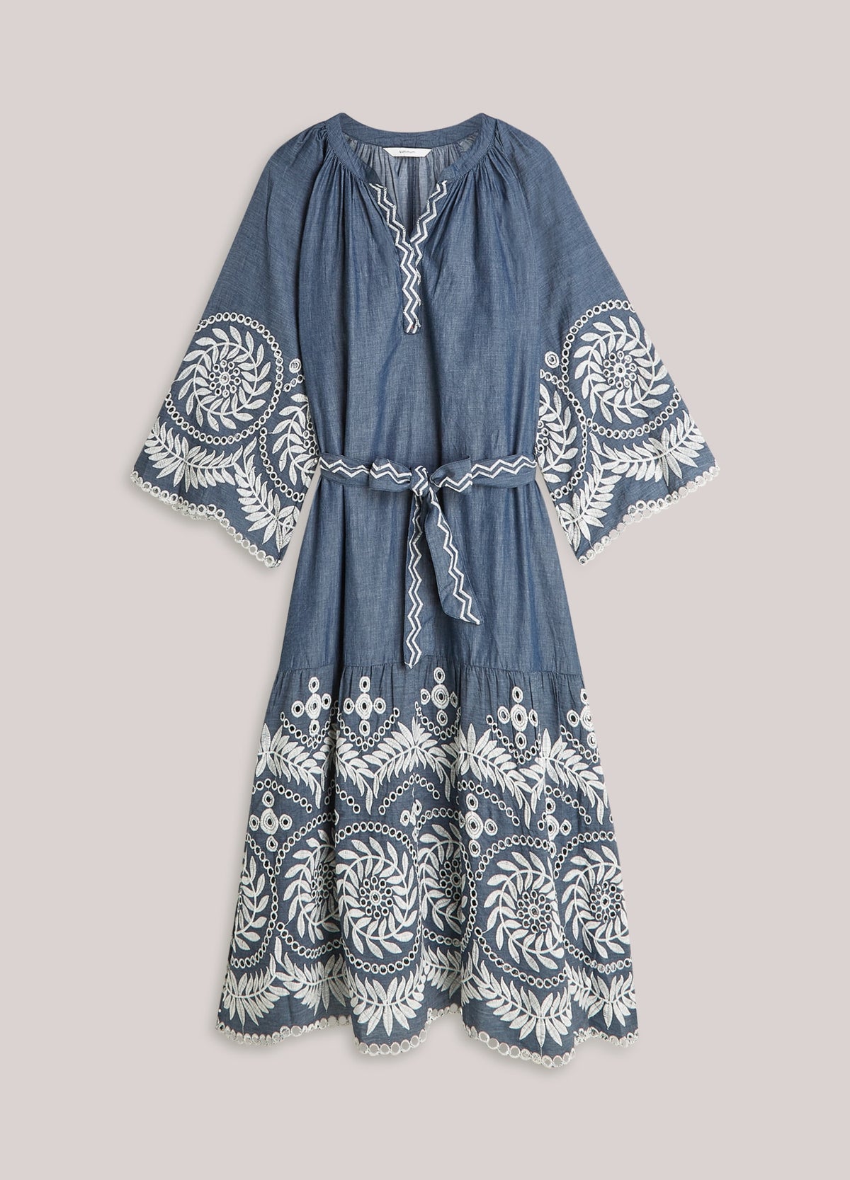 Chambray Dress with Embroidery