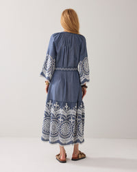 Chambray Dress with Embroidery
