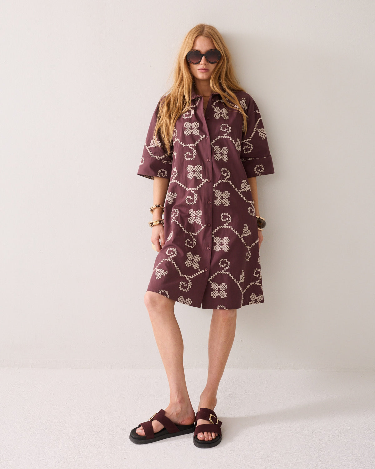 A-line Dress with Embroidery