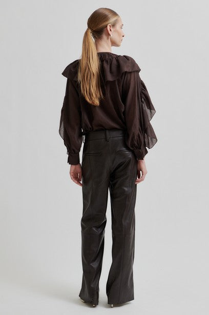 Letho Leather Straight Trousers