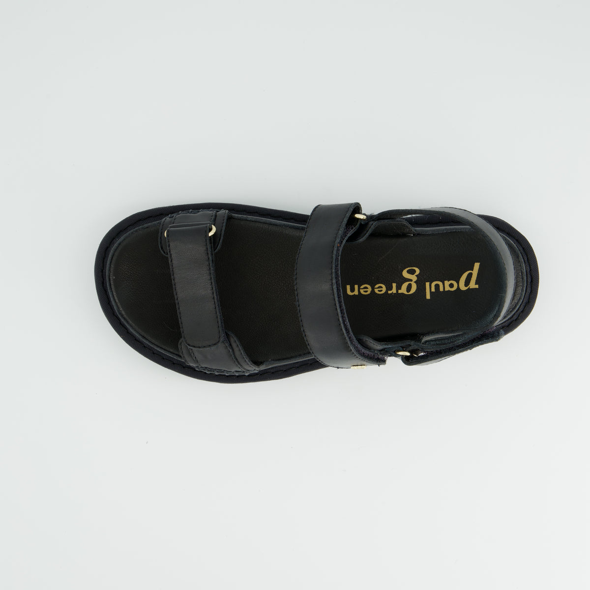 Black Leather Velcro Strap Platform Sandals