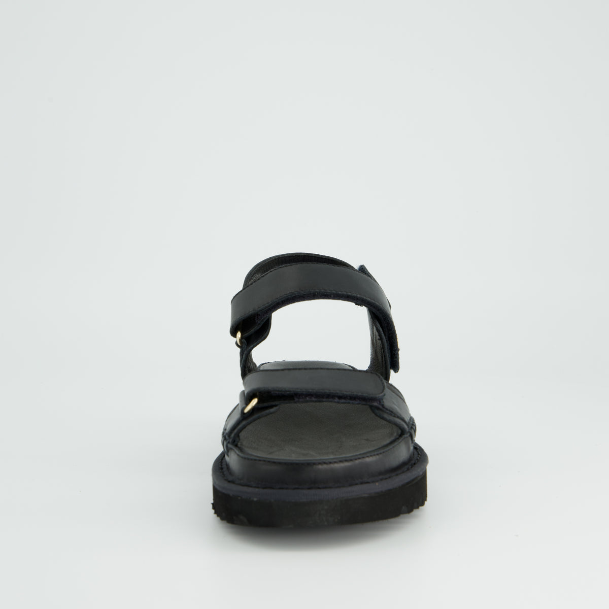 Black Leather Velcro Strap Platform Sandals