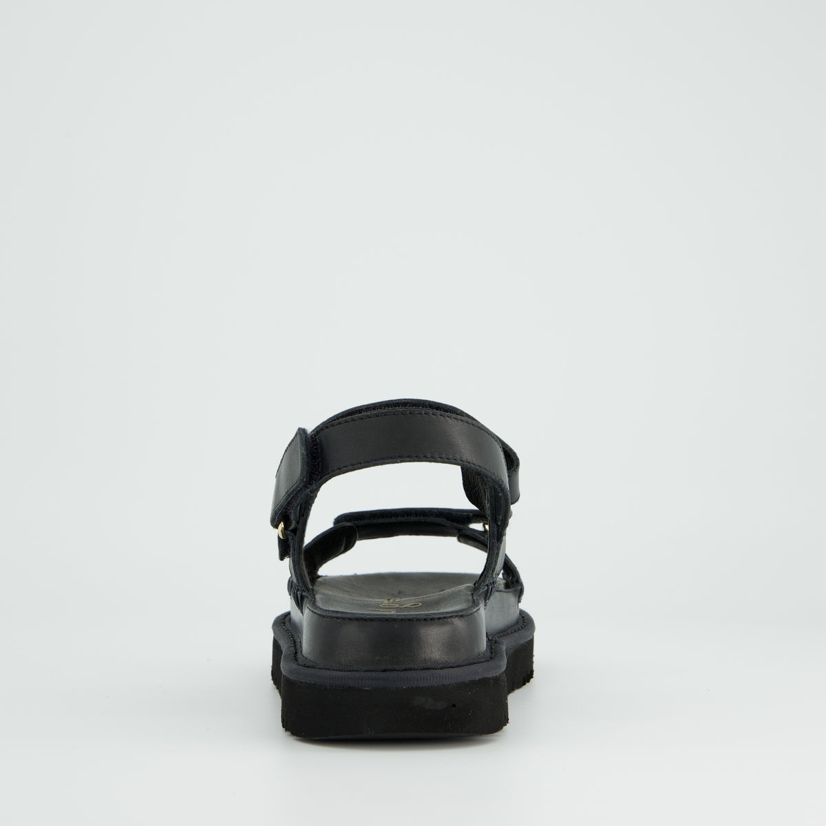 Black Leather Velcro Strap Platform Sandals