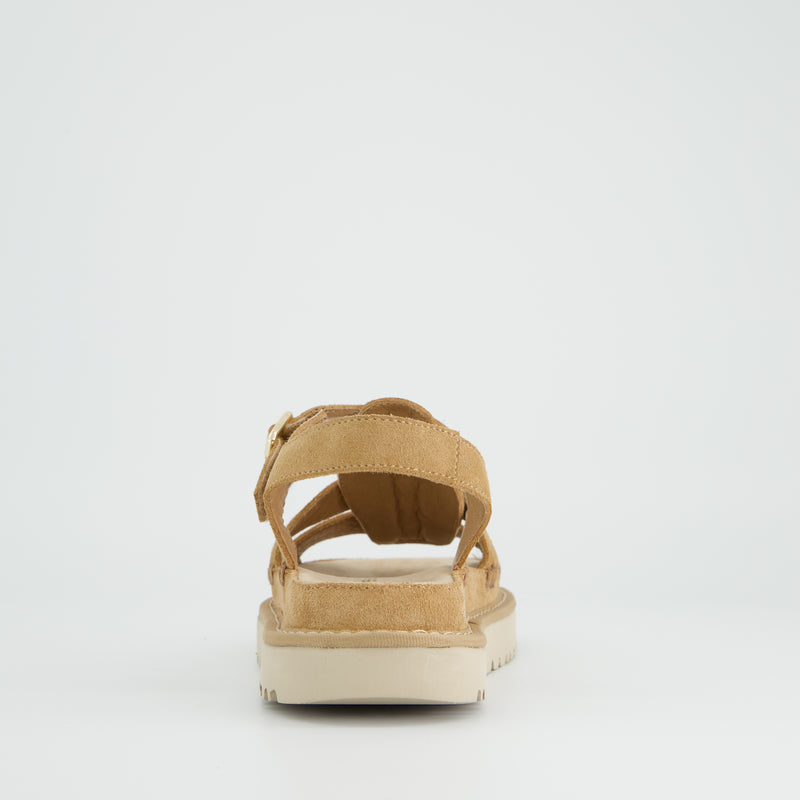 Tan Suede Buckle Strap Sandals